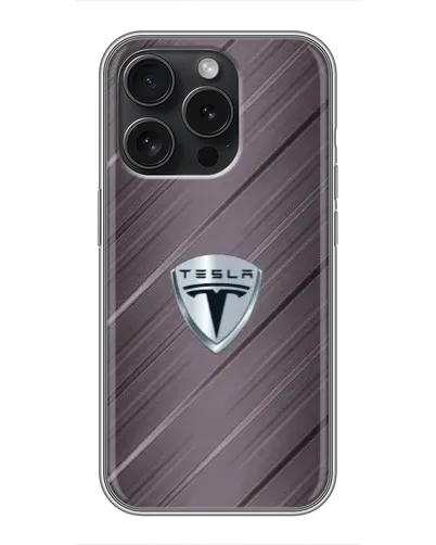 Чехол для iPhone 16 Pro с картинкой «Металлическая текстура Tesla»