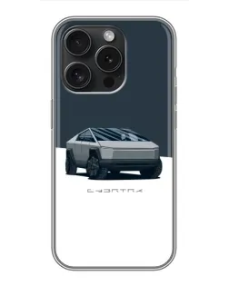 Чехол для iPhone 16 Pro с картинкой «Серебристый Cybertruck Tesla»