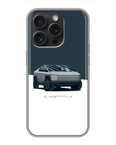 Чехол для iPhone 16 Pro с картинкой «Серебристый Cybertruck Tesla»