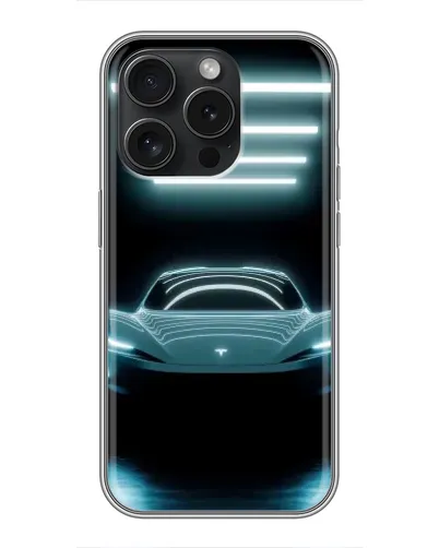 Чехол для iPhone 16 Pro с картинкой «Tesla в неоне»