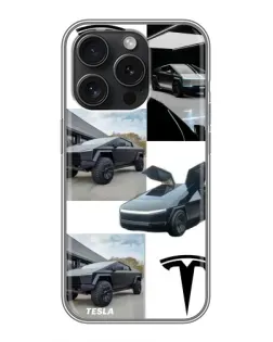 Чехол для iPhone 16 Pro с картинкой «Коллаж Cybertruck Tesla»