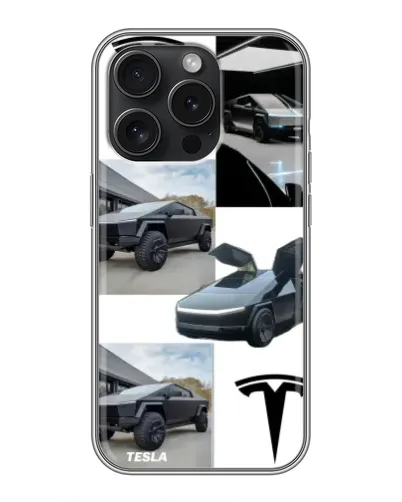 Чехол для iPhone 16 Pro с картинкой «Коллаж Cybertruck Tesla»