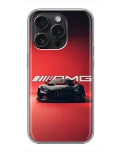 Чехол для iPhone 16 Pro с картинкой «Mercedes AMG — красная линия»