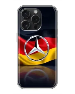 Чехол для iPhone 16 Pro с картинкой «Mercedes — флаг Германии»