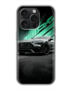 Чехол для iPhone 16 Pro с картинкой «Темный Mercedes AMG»