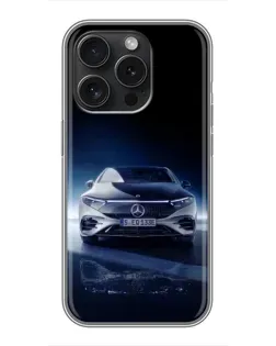 Чехол для iPhone 16 Pro с картинкой «Ночной Mercedes EQ»