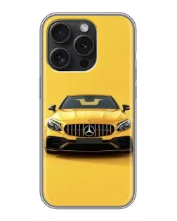 Чехол для iPhone 16 Pro с картинкой «Желтый Mercedes GT»