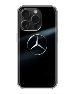 Чехол для iPhone 16 Pro с картинкой «Mercedes на металле»