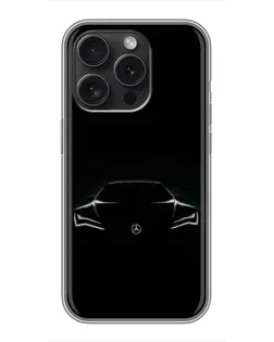 Чехол для iPhone 16 Pro с картинкой «Mercedes — силуэт авто»