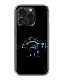 Чохол для iPhone 16 Pro з картинкою «Салон Audi — кермо»