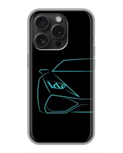 Чохол для iPhone 16 Pro з картинкою «Блакитний силует Lamborghini» Чохол для iPhone 16 Pro з картинкою «Блакитний силует Lamborghini»