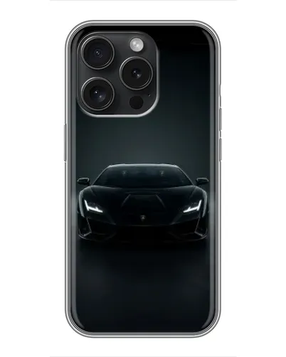 Чохол для iPhone 16 Pro з картинкою «Чорний Lamborghini Aventador»