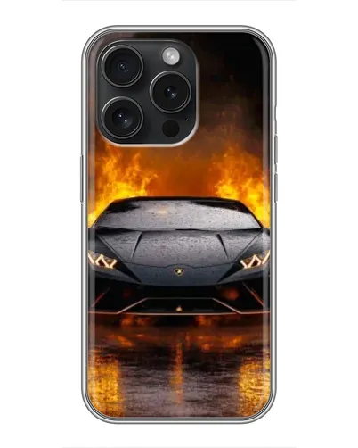 Чохол для iPhone 16 Pro з картинкою «Lamborghini у вогні»