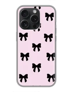 Чехол для iPhone 16 Pro с картинкой «Черные банты Coquette»