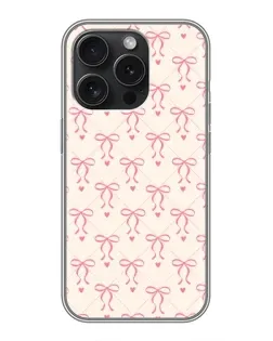 Чехол для iPhone 16 Pro с картинкой «Розовые бантики Coquette»