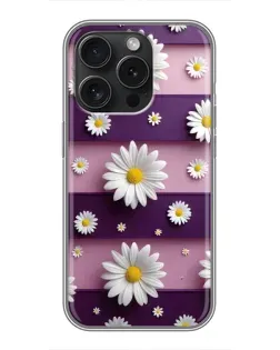 Чохол для iPhone 16 Pro з картинкою «Ромашки на фіолетовому» Чохол для iPhone 16 Pro з картинкою «Ромашки на фіолетовому»