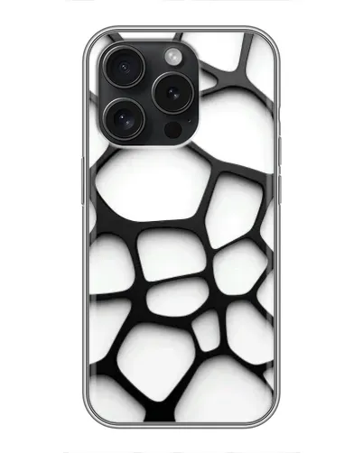 Чехол для iPhone 16 Pro с картинкой «Белая объемная сетка»