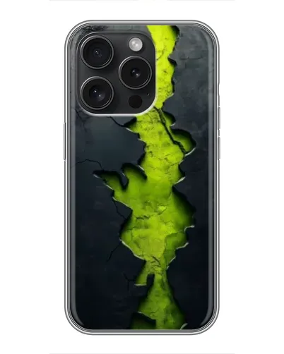 Чехол для iPhone 16 Pro с картинкой «Салатовый разлом скалы»