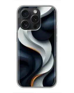Чехол для iPhone 16 Pro с картинкой «Объемные черно-белые ленты» Чехол для iPhone 16 Pro с картинкой «Объемные черно-белые ленты»