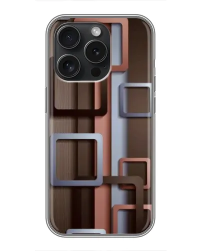 Чехол для iPhone 16 Pro с картинкой «Коричневые объемные квадраты»