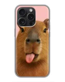 Чехол для iPhone 16 Pro с картинкой «Капибара с языком» Чехол для iPhone 16 Pro с картинкой «Капибара с языком»