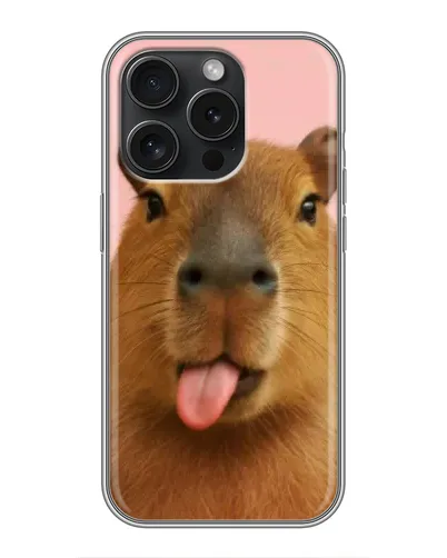 Чехол для iPhone 16 Pro с картинкой «Капибара с языком» Чехол для iPhone 16 Pro с картинкой «Капибара с языком»