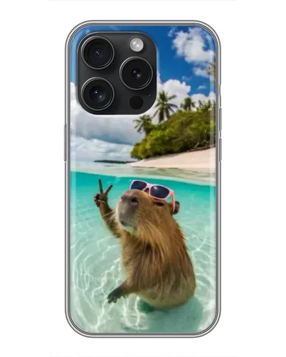 Чехол для iPhone 16 Pro с картинкой «Капибара на море» Чехол для iPhone 16 Pro с картинкой «Капибара на море»