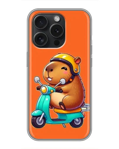 Чехол для iPhone 16 Pro с картинкой «Капибара на скутере» Чехол для iPhone 16 Pro с картинкой «Капибара на скутере»