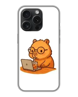 Чехол для iPhone 16 Pro с картинкой «Капибара с ноутбуком» Чехол для iPhone 16 Pro с картинкой «Капибара с ноутбуком»