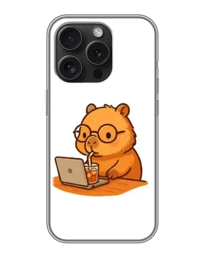 Чехол для iPhone 16 Pro с картинкой «Капибара с ноутбуком» Чехол для iPhone 16 Pro с картинкой «Капибара с ноутбуком»