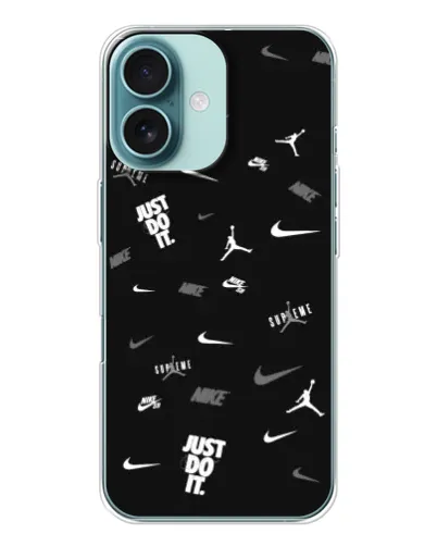 Чохол для iPhone 16 з картинкою «Nike Black Pattern» Чохол для iPhone 16 з картинкою «Nike Black Pattern»