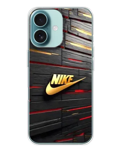 Чохол для iPhone 16 з картинкою «Золотий Nike на металі»