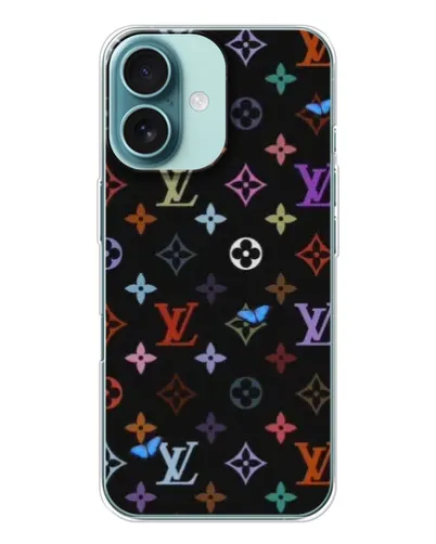Чохол для iPhone 16 з картинкою «Кольорова монограма LV» Чохол для iPhone 16 з картинкою «Кольорова монограма LV»