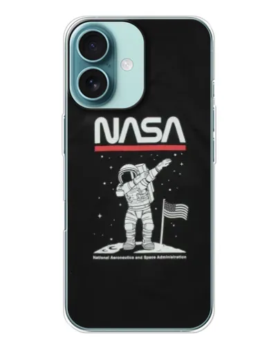 Чохол для iPhone 16 з картинкою «NASA — крокуємо по Місяцю»