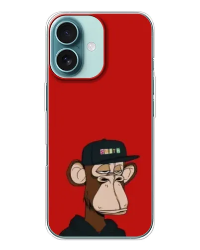 Чехол для iPhone 16 с картинкой «Bored Ape — красный фон» Чехол для iPhone 16 с картинкой «Bored Ape — красный фон»