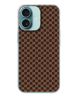 Чохол для iPhone 16 з картинкою «Gucci — шоколадна сітка» Чохол для iPhone 16 з картинкою «Gucci — шоколадна сітка»