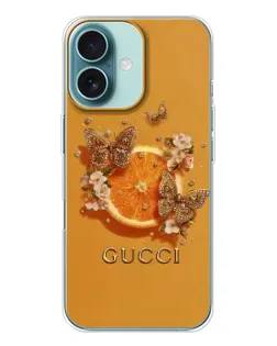 Чохол для iPhone 16 з картинкою «Gucci — золоті метелики» Чохол для iPhone 16 з картинкою «Gucci — золоті метелики»
