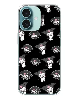 Чохол для iPhone 16 з картинкою «Чорний паттерн Kuromi»