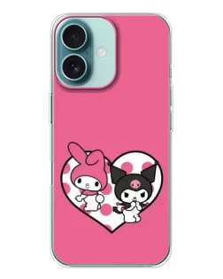 Чохол для iPhone 16 з картинкою «Kuromi та My Melody»