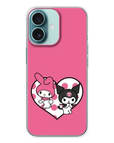Чохол для iPhone 16 з картинкою «Kuromi та My Melody»