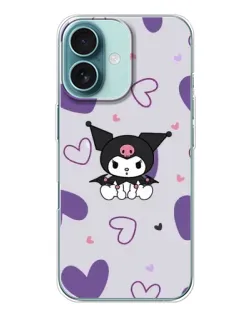 Чохол для iPhone 16 з картинкою «Kuromi та лавандові серця»