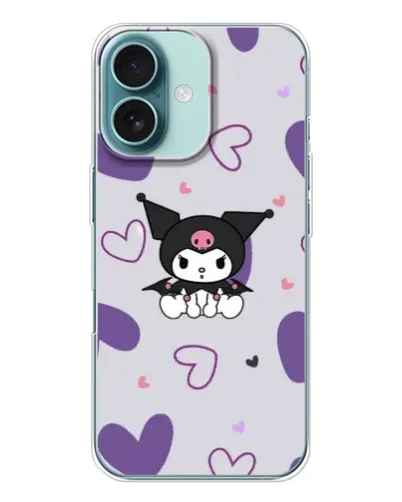 Чохол для iPhone 16 з картинкою «Kuromi та лавандові серця»