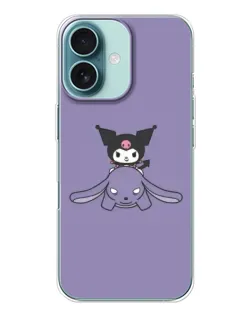 Чохол для iPhone 16 з картинкою «Kuromi на ліловому фоні»
