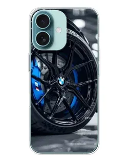 Чехол для iPhone 16 с картинкой «Колесо BMW вблизи»