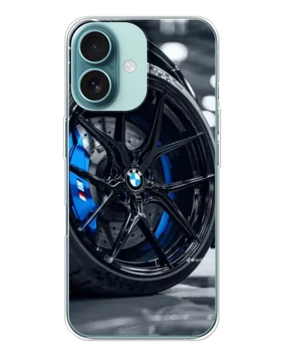 Чехол для iPhone 16 с картинкой «Колесо BMW вблизи»