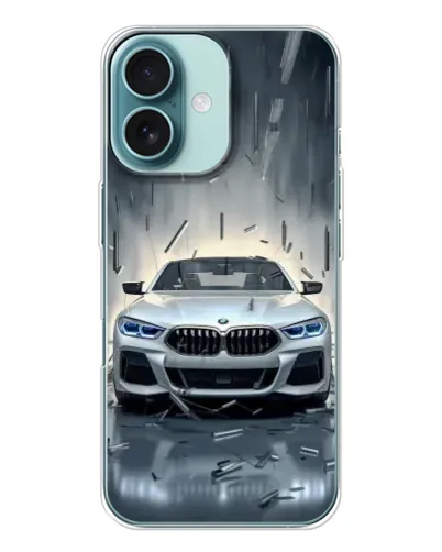 Чехол для iPhone 16 с картинкой «BMW в свете фар»