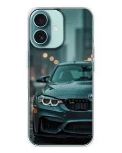 Чехол для iPhone 16 с картинкой «BMW в огнях города»