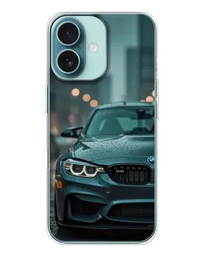 Чехол для iPhone 16 с картинкой «BMW в огнях города»