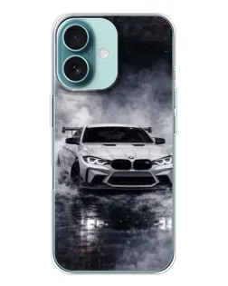 Чехол для iPhone 16 с картинкой «BMW сквозь туман»