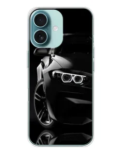 Чохол для iPhone 16 з картинкою «Чорна BMW — профіль»